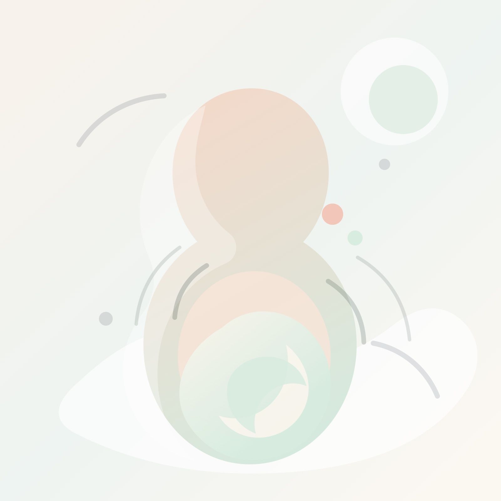 Ilustración editorial de una madre embarazada con formas suaves de movimiento fetal